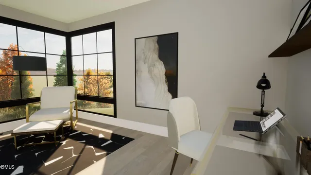 a spacious bathroom with a double vanity sink and mirror