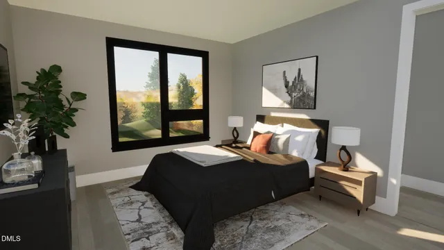 a living room with furniture a rug and a projector