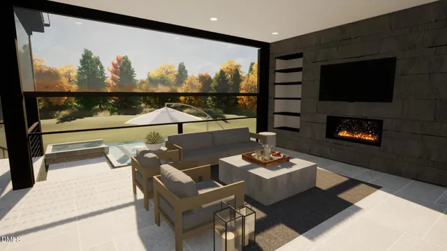 a living room with furniture a rug and a flat screen tv