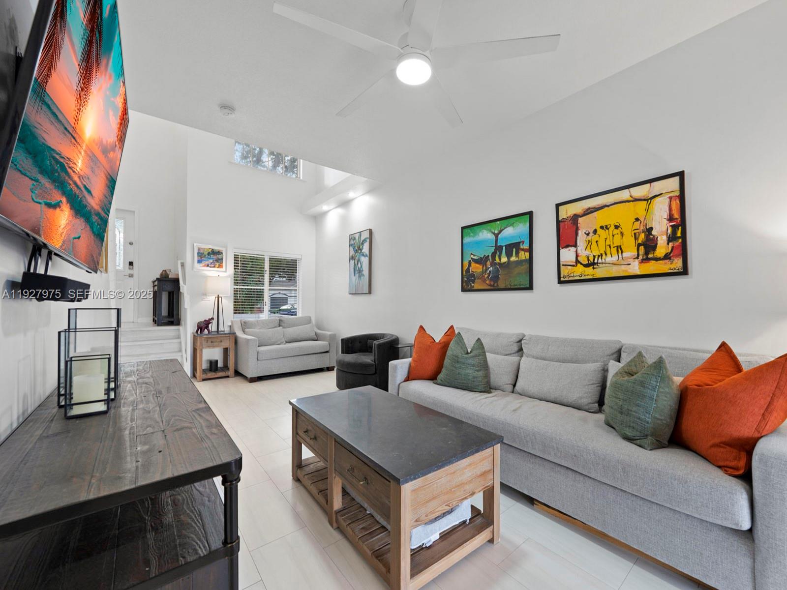 12881 Southwest 49th Court, Unit 12881 Miramar, FL 33027 - Photo 8 of 47 a living room with furniture and a flat screen tv