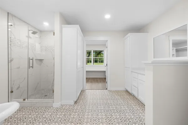 a view of bathroom with shower