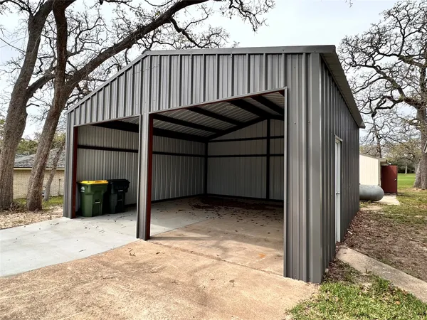a view of a black gate