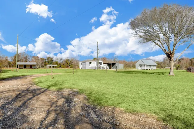 a view of a golf course with a fountain