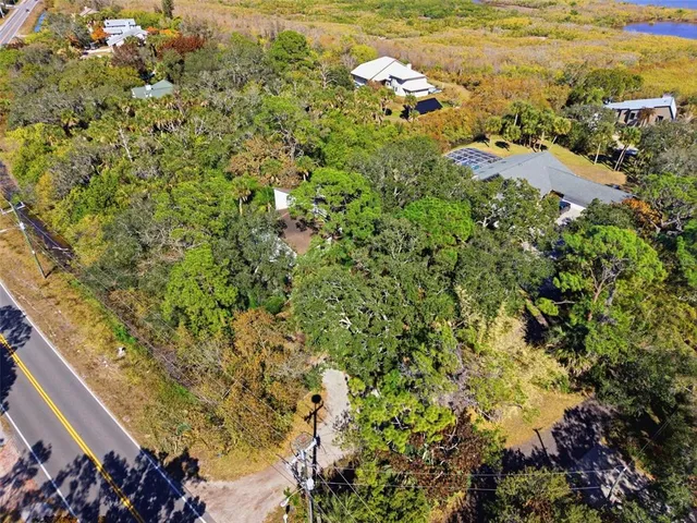 an aerial view of a house