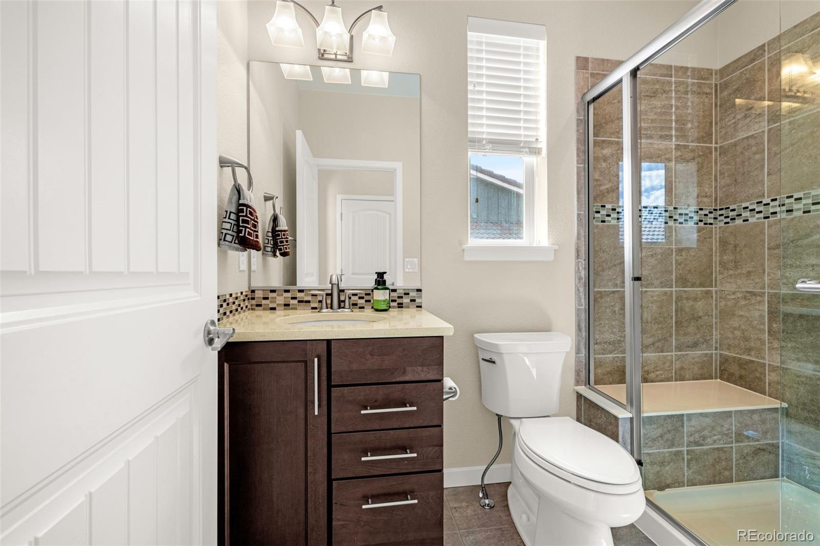 2052 Ruffino Drive Colorado Springs, CO 80921 - Photo 20 of 36 a bathroom with a sink a toilet and shower