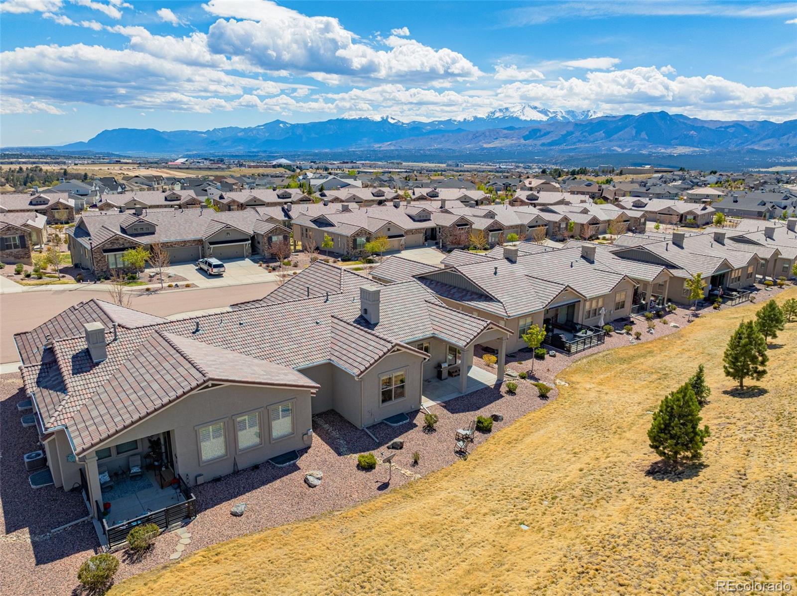 2052 Ruffino Drive Colorado Springs, CO 80921 - Photo 34 of 36 an aerial view of a house with a swimming pool