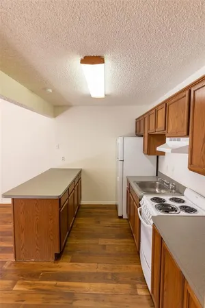 a kitchen that has a sink and a stove