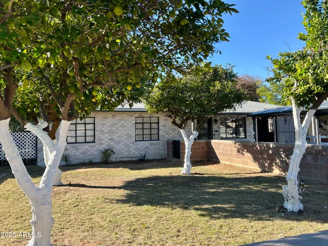 a view of a yard with a fountain