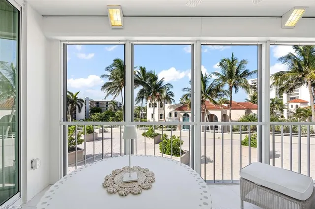 a view of a balcony and lake view