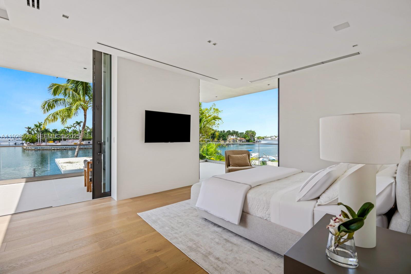 6480 Allison Road Miami Beach, FL 33141 - Photo 25 of 66 a bedroom with a bed and a flat screen tv