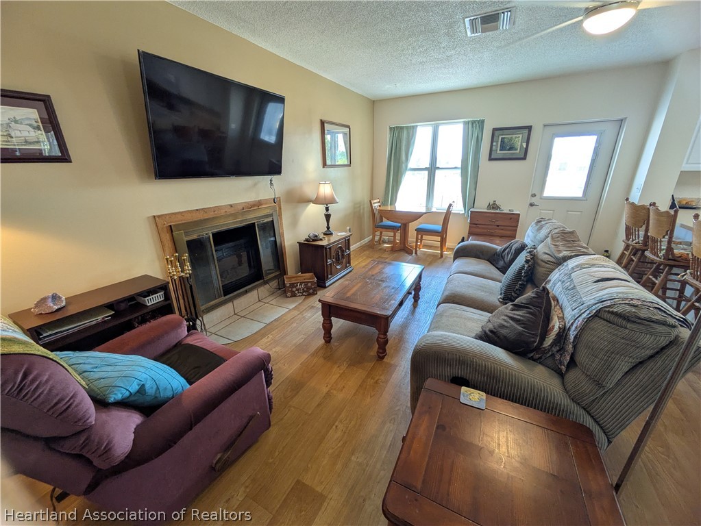 2701 Brunns Road Sebring, FL 33872 - Photo 5 of 29 a living room with furniture a flat screen tv and a fireplace