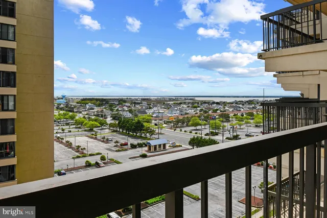 a view of city from a balcony