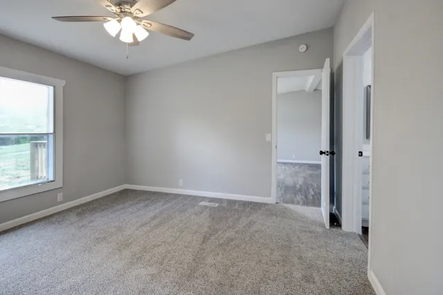 a view of a room with racks on the wall