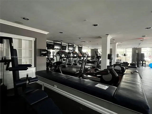 a view of a room with gym equipment