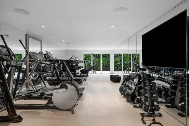 a view of a room with gym equipment