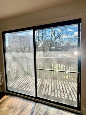 a view of a glass door with a glass door