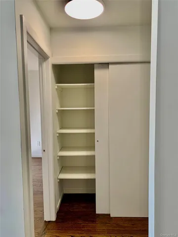 a view of walk in closet with empty racks