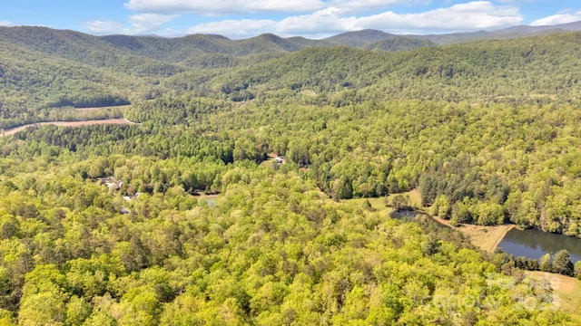 a view of a yard with a mountain