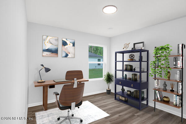 407 Rustic Road Satsuma, FL 32189 - Photo 36 of 55 a view of a workspace with furniture and wooden floor