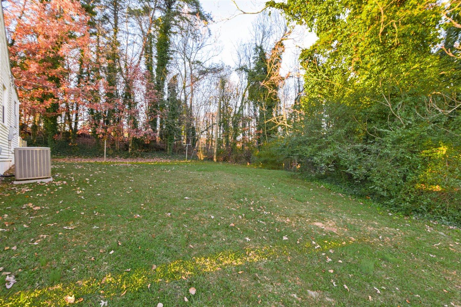 6306 Roberta Road Roanoke, VA 24019 - Photo 24 of 27 a backyard of a house with lots of plants and large tree