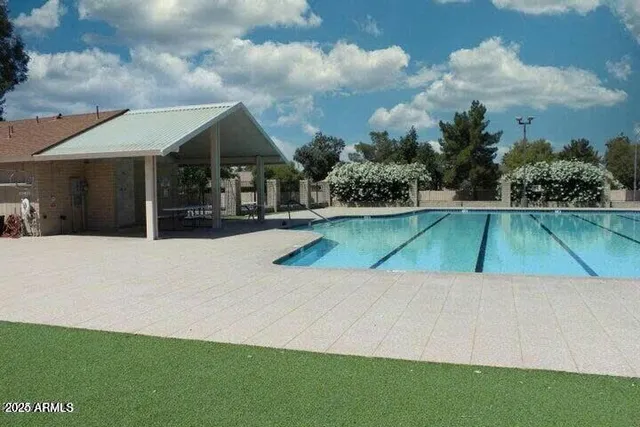 an aerial view of a house