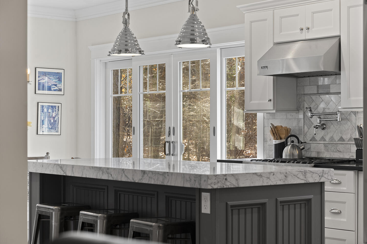 16 Mockingbird Drive Edgartown, MA 02539 - Photo 12 of 36 a kitchen with a granite countertop sink and cabinets