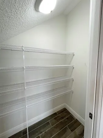 a view of a room with empty racks