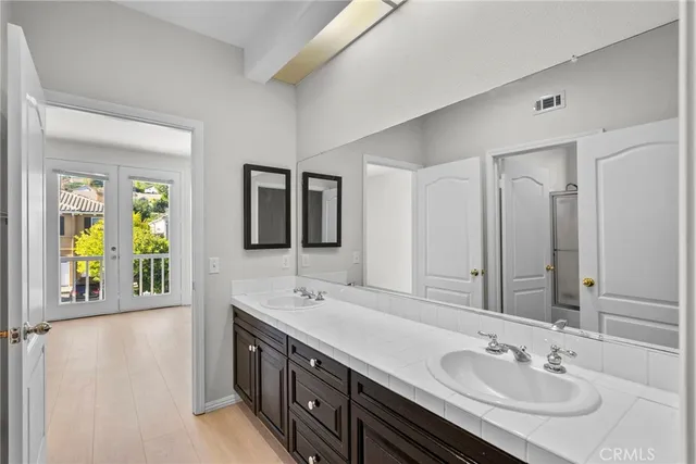 a view of a swimming pool with a patio