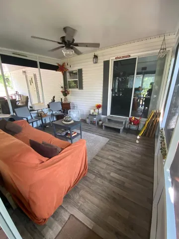 a living room with furniture