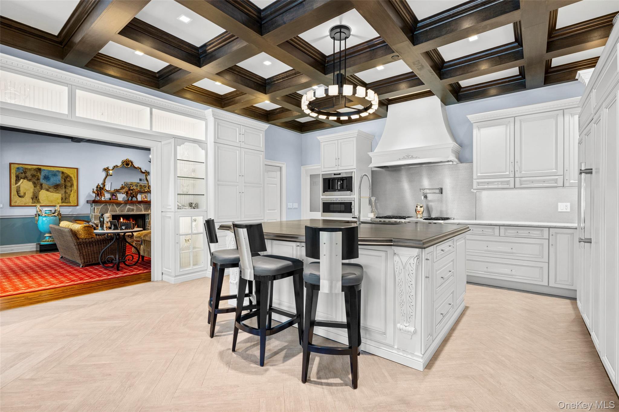 23 Pheasant Drive Rye, NY 10580 - Photo 7 of 35 Fabulous Chef's kitchen with premium appliances, butler's pantry with prep area, coffered ceiling and stunning custom hardware throughout.