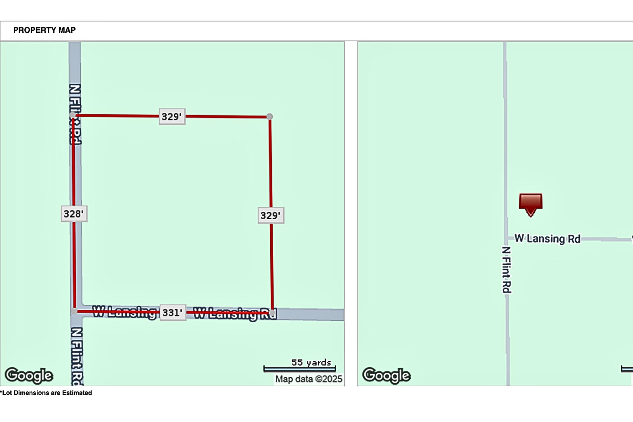 North Flint Road Roscommon, MI 48653 - Photo 2 of 2 Map of Property N Flint and Lansing