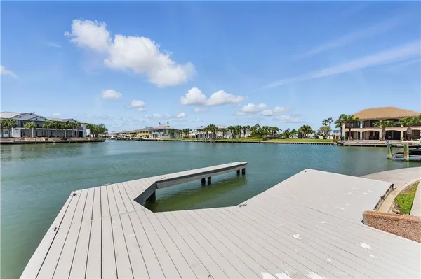 a view of a lake with a terrace
