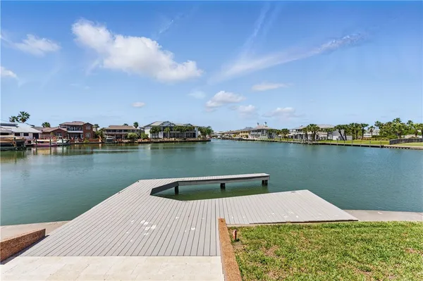 a view of a lake with houses