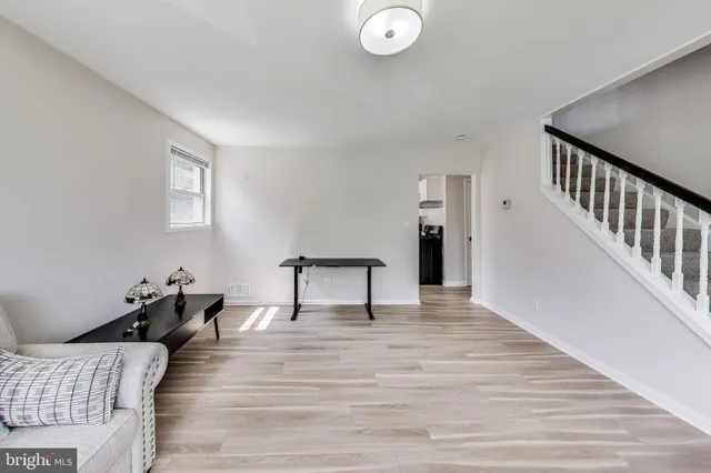 a living room with furniture