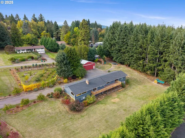 a backyard of a house with lots of green space