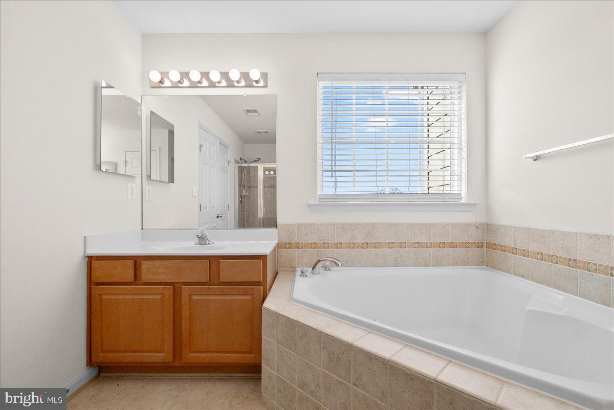 927 Buttonwood Terrace Northeast Leesburg, VA 20176 - Photo 33 of 44 a bathroom with a bathtub a sink and a mirror