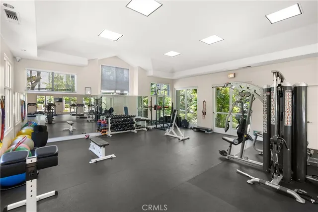 a view of a room with gym equipment