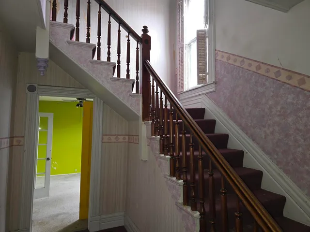 an empty room with windows