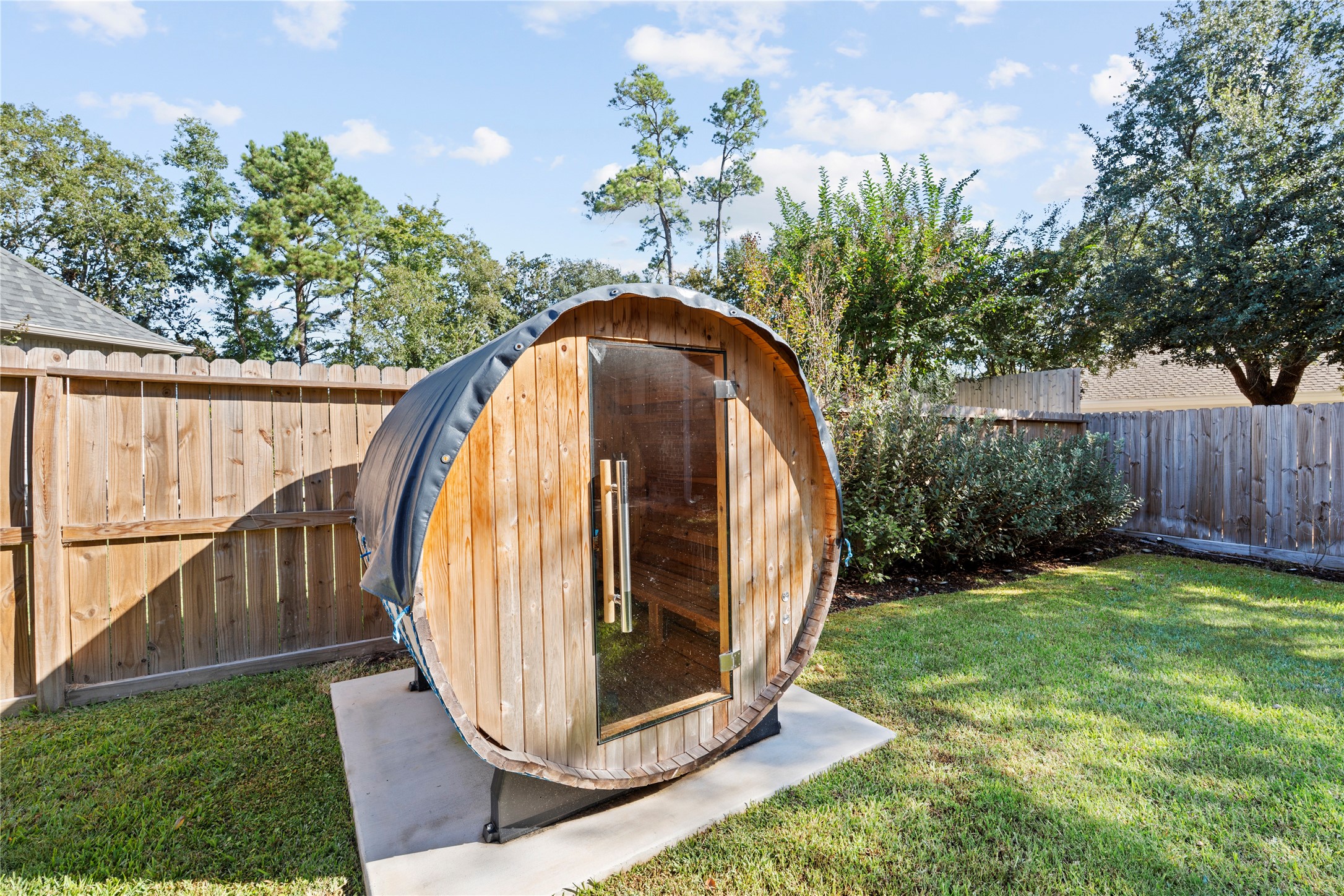 6207 Graff Net Court Spring, TX 77379 - Photo 7 of 49 Relax in your very own outdoor sauna, ideal for year round comfort.