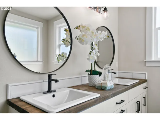 a view of a mirror in a bathroom