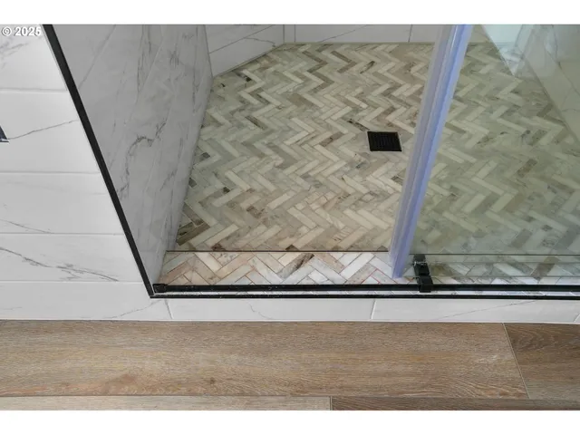 a bathroom with a bathtub