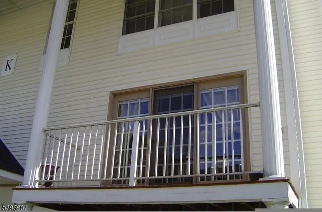 a view of wooden balcony