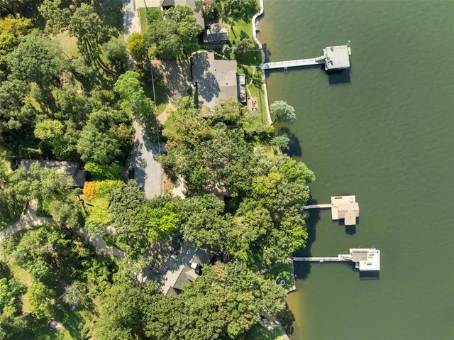a view of a lake from a yard