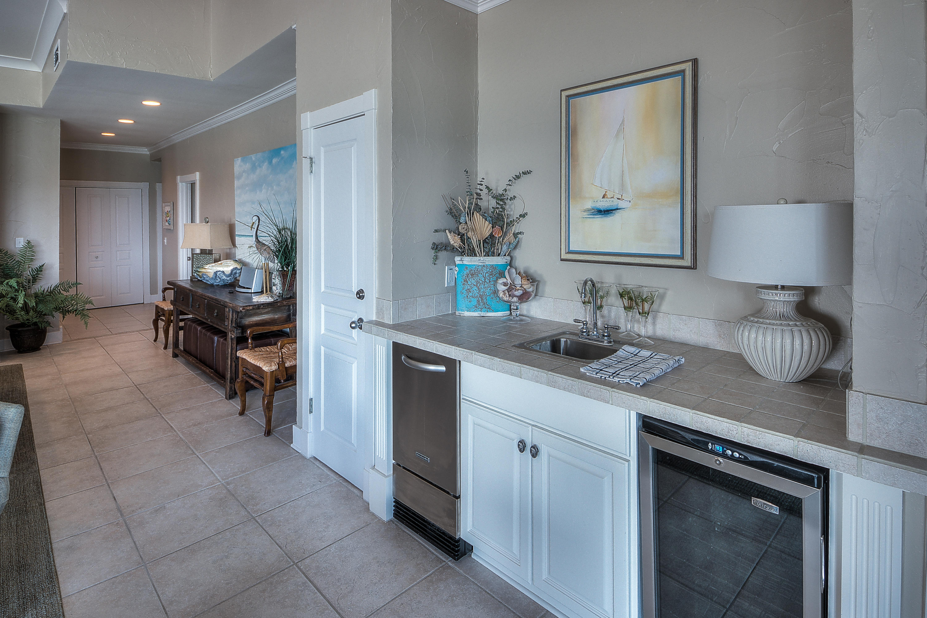 43 Fort Panic Road Santa Rosa Beach, FL 32459 - Photo 14 of 44 a spacious bathroom with a granite countertop sink a mirror and a