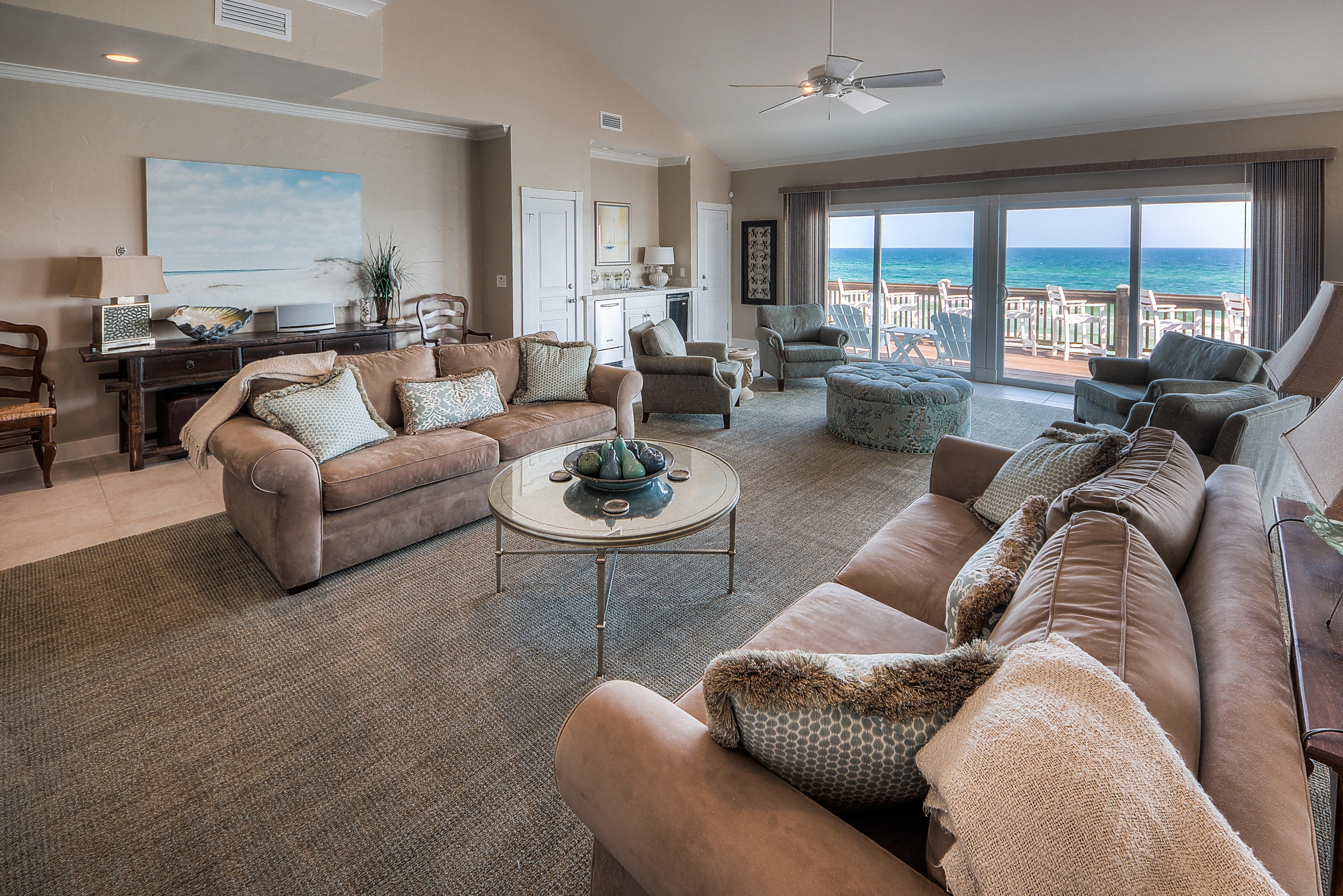 43 Fort Panic Road Santa Rosa Beach, FL 32459 - Photo 7 of 44 a living room with furniture wooden floor and a floor to ceiling window