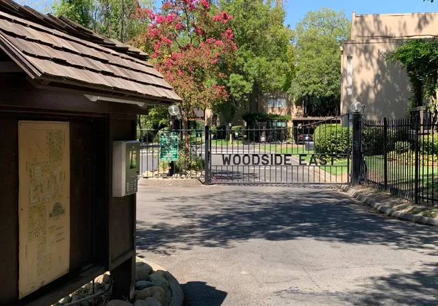 a view of a lake with a park