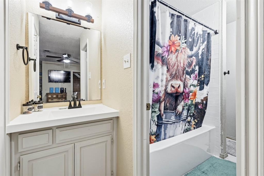 309 Sanders Road Denton, TX 76210 - Photo 22 of 40 a bathroom with a sink and a mirror