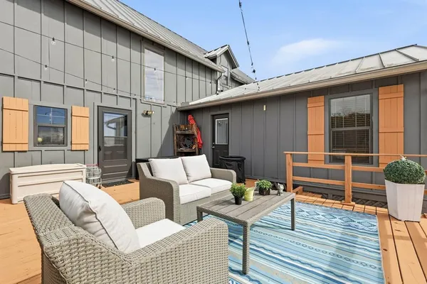 a outdoor space with patio furniture