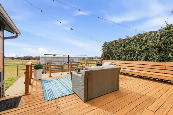 a view of a terrace with seating space