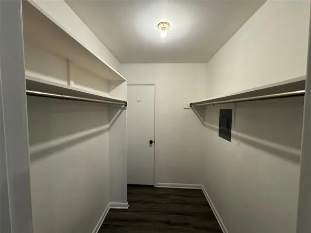 a view of small space with wooden floor